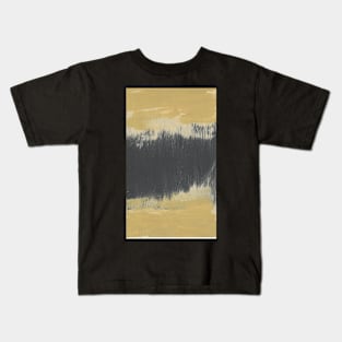 "Striking Divide"  - Textured Painting Original Artwork Black Yellow Tan Beige Navy Kids T-Shirt